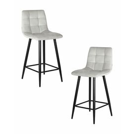 Набор 2 шт Стул полубарный DOBRIN OLIVIA, черные матовые ножки, светло-серый велюр (108-52), Вариант: черные матовые ножки, светло-серый велюр (108-52) | Интернет магазин мебели и декора LifeDekor