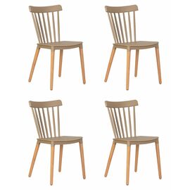 Набор 4 шт Стул обеденный DOBRIN THEO, ножки светлый бук, цвет бежевый (GR-03), Вариант: ножки светлый бук, цвет бежевый (GR-03) | Интернет магазин мебели и декора LifeDekor