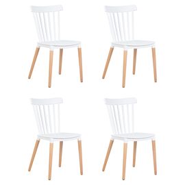 Набор 4 шт Стул обеденный DOBRIN THEO, ножки светлый бук, цвет белый (W-02), Вариант: ножки светлый бук, цвет белый (W-02) | Интернет магазин мебели и декора LifeDekor