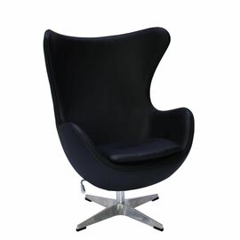 Кресло EGG STYLE CHAIR чёрный, натуральная кожа | Интернет магазин мебели и декора LifeDekor