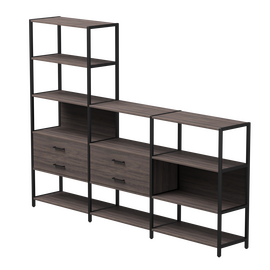 Набор стеллажных систем №11 Everprof EVO 2440x385x1840 Дуб Пасадена/Черный | Интернет магазин мебели и декора LifeDekor