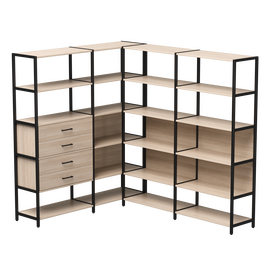 Набор стеллажных систем №17 Everprof EVO 1635x2020x1840 Дуб Соната/Черный | Интернет магазин мебели и декора LifeDekor