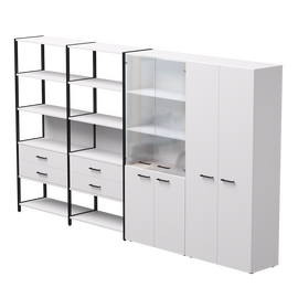 Набор стеллажных систем №16 Everprof EVO 3235x385x1840 Белый/Черный | Интернет магазин мебели и декора LifeDekor