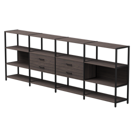 Набор стеллажных систем №4 Everprof EVO 3245x385x1120 Дуб Пасадена/Черный | Интернет магазин мебели и декора LifeDekor