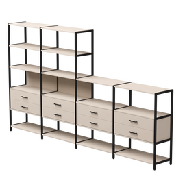 Набор стеллажных систем №13 Everprof EVO 3245x385x1840 Кашемир/Черный | Интернет магазин мебели и декора LifeDekor