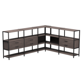 Набор стеллажных систем №15 Everprof EVO 2440x2020x1120 Дуб Пасадена/Черный | Интернет магазин мебели и декора LifeDekor