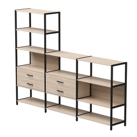 Набор стеллажных систем №11 Everprof EVO 2440x385x1840 Дуб Соната/Черный | Интернет магазин мебели и декора LifeDekor