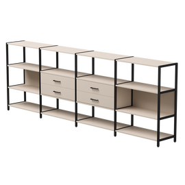 Набор стеллажных систем №4 Everprof EVO 3245x385x1120 Кашемир/Черный | Интернет магазин мебели и декора LifeDekor