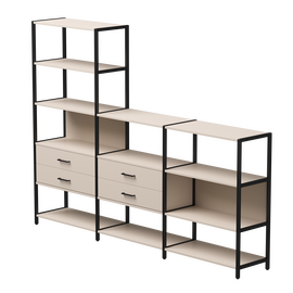 Набор стеллажных систем №11 Everprof EVO 2440x385x1840 Кашемир/Черный | Интернет магазин мебели и декора LifeDekor