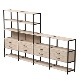 Набор стеллажных систем №13 Everprof EVO 3245x385x1840 Дуб Соната/Черный | Интернет магазин мебели и декора LifeDekor