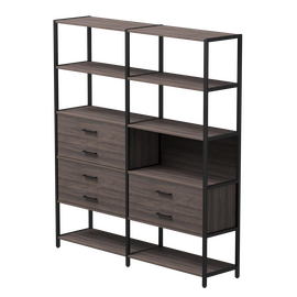 Набор стеллажных систем №8 Everprof EVO 2440x385x1840 Дуб Пасадена/Черный | Интернет магазин мебели и декора LifeDekor