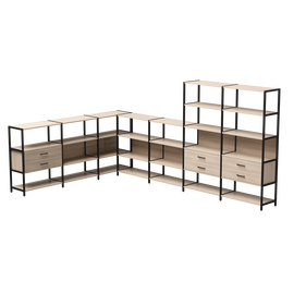 Набор стеллажных систем №19 Everprof EVO 2440x3630x1840 Дуб Соната/Черный | Интернет магазин мебели и декора LifeDekor