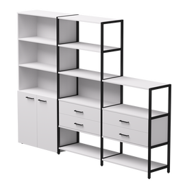 Набор стеллажных систем №12 Everprof EVO 2435x385x1840 Белый/Черный | Интернет магазин мебели и декора LifeDekor