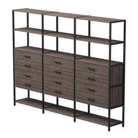 Набор стеллажных систем №10 Everprof EVO 2440x385x1840 Дуб Пасадена/Черный | Интернет магазин мебели и декора LifeDekor