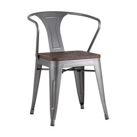 Стул TOLIX ARM WOOD с подлокотниками серебристый | Интернет магазин мебели и декора LifeDekor