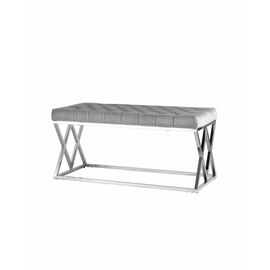 Банкетка ИНСИГНИЯ велюр серый сталь серебро | Интернет магазин мебели и декора LifeDekor