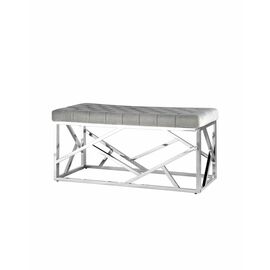 Банкетка-скамейка АРТ ДЕКО велюр серый сталь серебро | Интернет магазин мебели и декора LifeDekor
