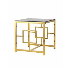 Журнальный столик 55*55 БРУКЛИН стекло smoke сталь золото | Интернет магазин мебели и декора LifeDekor