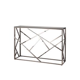 Консоль АРТ ДЕКО 115*30 стекло smoke сталь тёмный хром | Интернет магазин мебели и декора LifeDekor