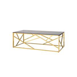 Журнальный стол 120*60 АРТ ДЕКО стекло smoke сталь золото | Интернет магазин мебели и декора LifeDekor