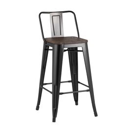 Стул полубарный TOLIX WOOD со спинкой черный глянцевый | Интернет магазин мебели и декора LifeDekor