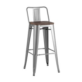 Стул полубарный TOLIX WOOD со спинкой серебристый матовый | Интернет магазин мебели и декора LifeDekor