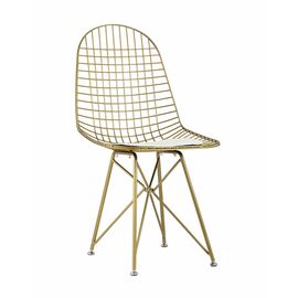 Стул обеденный Eiffel золотой с белой подушкой | Интернет магазин мебели и декора LifeDekor