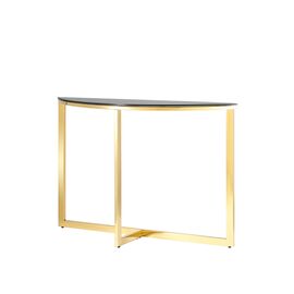 Консоль полукруглая АЛЬБА 115*30 золото стекло черное | Интернет магазин мебели и декора LifeDekor
