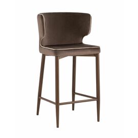 Стул полубарный Матео с кантом велюр коричневый ножки дерево | Интернет магазин мебели и декора LifeDekor