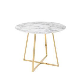 Стол обеденный Дакота 100*100 белый мрамор ножки золото | Интернет магазин мебели и декора LifeDekor