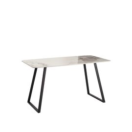 Стол обеденный Vermont 140*80 см керамика светлая ножки черные | Интернет магазин мебели и декора LifeDekor