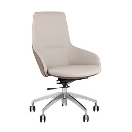 Кресло офисное TopChairs Soulo светло-серый, коричневый | Интернет магазин мебели и декора LifeDekor