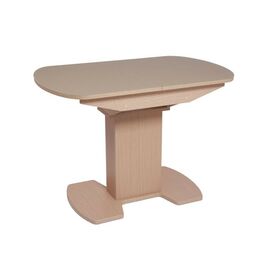 Стол "Корсика 110 " (110/141,5 х 70/стекло MATTE каппучино/пленка Дуб выбеленный/ЛДСП Дуб выбеленный) | Интернет магазин мебели и декора LifeDekor