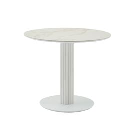 Стол круглый Терралино D90 верх керамика белый матовый, основание металл белый | Интернет магазин мебели и декора LifeDekor