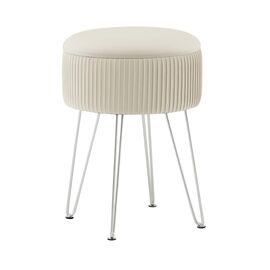 Пуф Астор бежевый серебряные ножки | Интернет магазин мебели и декора LifeDekor