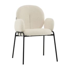 Стул с подлокотниками Моллек букле молочный | Интернет магазин мебели и декора LifeDekor