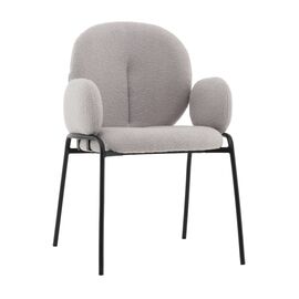 Стул с подлокотниками Моллек букле светло-серый | Интернет магазин мебели и декора LifeDekor