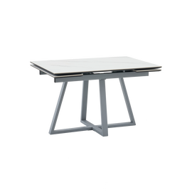 Стол Керас 120-180/80/75 столешница МДФ16/керамика Snow white подстолье металл серый | Интернет магазин мебели и декора LifeDekor
