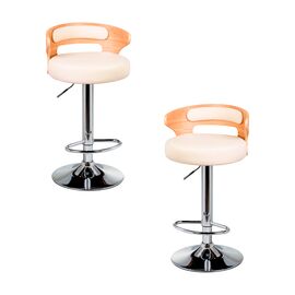 Набор 2 шт Стул барный DOBRIN FRED, натуральное дерево, кремовый, Вариант: натуральное дерево, кремовый | Интернет магазин мебели и декора LifeDekor