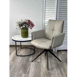 Стул STIG 360 град. поворот.  HF017-11 / HF017-12 Бежевый, экокожа / Черный каркас, ®DISAUR | Интернет магазин мебели и декора LifeDekor