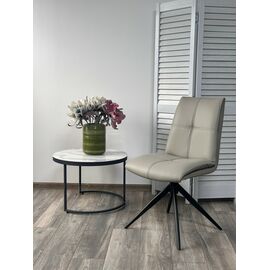 Стул VIGGE 360 град. поворот.  HF017-11 / HF017-12 Бежевый, экокожа / Черный каркас, ®DISAUR | Интернет магазин мебели и декора LifeDekor