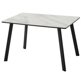 Стол ТИК ТАК 120  Белый мрамор MATTE, керамика / Черный каркас М-City | Интернет магазин мебели и декора LifeDekor