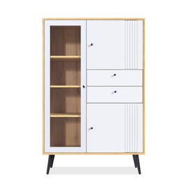 Шкаф с витриной Вега Саксония 94, белый матовый | Интернет магазин мебели и декора LifeDekor