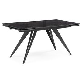 Стол стеклянный Дарвин 140(200)х80 черный мрамор / черный | Интернет магазин мебели и декора LifeDekor