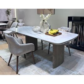 Стол CALVIN 180 MATTE ROME TRAVERTINE SOLID CERAMIC / Серый дуб, ®DISAUR | Интернет магазин мебели и декора LifeDekor