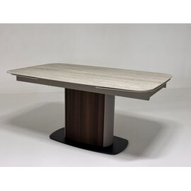 Стол DAGFINN 160 IVORY TRAVERTINE SOLID CERAMIC / Кофе / Орех, ®DISAUR | Интернет магазин мебели и декора LifeDekor