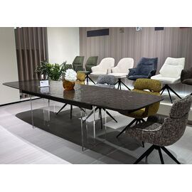 Стол LAURITS 200 GREY, стекло BUBBLE  / Прозрачный каркас ®DISAUR | Интернет магазин мебели и декора LifeDekor