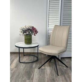 Стул YOHAN 360 град. поворот. HF017-02 Бежевый, экокожа / Черный, ®DISAUR | Интернет магазин мебели и декора LifeDekor