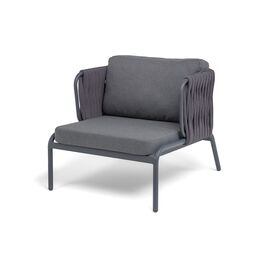 "Ронда" кресло плетеное из роупа, каркас алюминий темно-серый (RAL7024) муар, роуп серый 40 мм tex, ткань темно-серая 027 | Интернет магазин мебели и декора LifeDekor