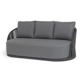 "Монтелла" диван 3-местный плетеный из роупа, каркас алюминий темно-серый (RAL7024) муар, роуп темно-серый круглый, ткань темно-серая 027 | Интернет магазин мебели и декора LifeDekor